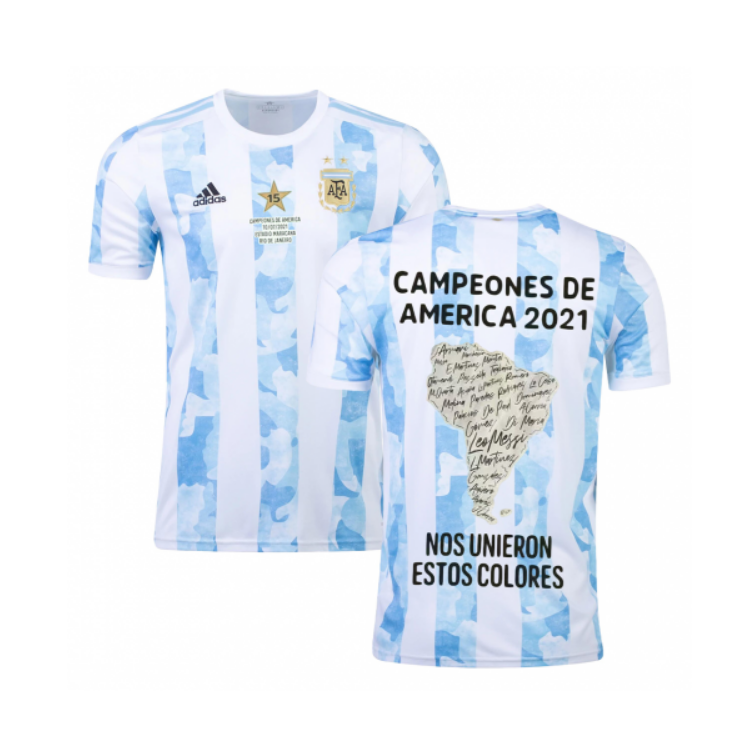 2021 Copa America Champion Argentina Home Kit Soccer Jersey